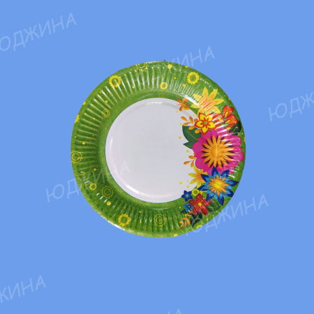 Тарелка бумажная д.180мм "Летний букет" (50шт*14уп)