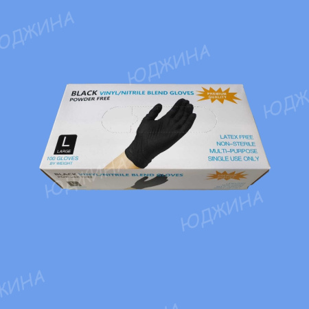 Перчатки  Нитриловые неопуд. смотр. "XL" Черные  Nitril Gloves (100шт*10уп)