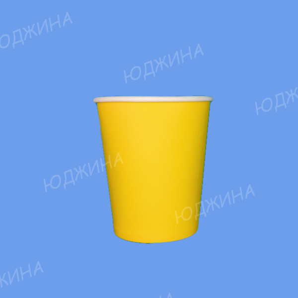 Стакан Бумажный 250мл d.80мм  однослойный, ЖЕЛТЫЙ- АССОРТИ  (1000/50шт)