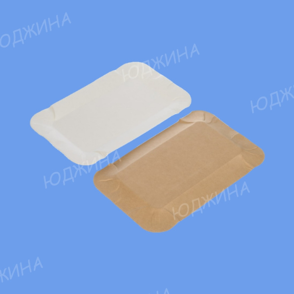 Тарелка картонная 13*20 прямоугольная "молоко БЕЛАЯ" фольгированная (1000шт/100)