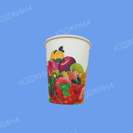 ЮГ/ Стакан Бумажный 250мл  COLOR FRUITS  однослойный, d.80мм, (1000/50шт)